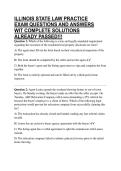 ILLINOIS STATE LAW PRACTICE EXAM QUESTIONS AND ANSWERS WIT COMPLETE SOLUTIONS ALREADY PASSED&excl;&excl;&excl;