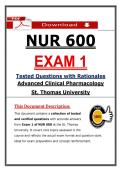 NUR 600 Exam 1 &ndash; Advanced Clinical Pharmacology &ndash; &lpar;2026&rpar; Actual Questions & Answers &lpar;St&period; Thomas University&rpar;