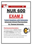 NUR 600 Exam 2 &ndash; Advanced Clinical Pharmacology &ndash; &lpar;2026&rpar; Actual Questions & Answers &lpar;St&period; Thomas University&rpar;