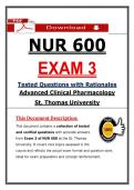 NUR 600 Exam 3 &ndash; Advanced Clinical Pharmacology &ndash; &lpar;2026&rpar; Actual Questions & Answers &lpar;St&period; Thomas University&rpar;
