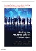 Test Bank &ndash; Auditing and Assurance Services &lpar;16th Edition&rpar;&NewLine;Alvin A&period; Arens &vert; A&plus; Rated Study Resource &vert; Full Chapter Coverage &vert; Latest Edition