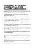 ILLINOIS LAWS QUESTIONS AND ANSWERS WITH COMPLETE SOLUTIONS ALREADY PASSED&excl;&excl;&excl;