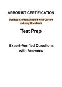 Arborist Certification  Study Pack &vert; Complete Questions with Verified Answers &vert; 2026&sol;2027 Edition &vert; Graded A&plus;