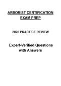 Arborist Certification Study Pack &vert; Complete Questions with Verified Answers &vert; 2026&sol;2027 Edition &vert; Graded A&plus;