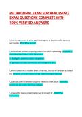 PSI NATIONAL EXAM FOR REAL ESTATE EXAM QUESTIONS COMPLETE WITH 100&percnt; VERIFIED ANSWERS