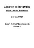 Arborist Certification Study Guide &vert; Complete Questions with Verified Answers &vert; 2026&sol;2027 Edition &vert; Graded A&plus;
