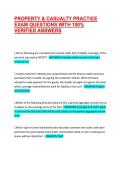 PROPERTY & CASUALTY PRACTICE EXAM QUESTIONS WITH 100&percnt; VERIFIED ANSWERS