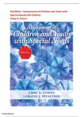 Test Bank &ndash; Assessment of Children and Youth with Special Needs &lpar;5th Edition&rpar;&NewLine;Libby G&period; Cohen &vert; A&plus; Rated Study Resource &vert; Full Chapter Coverage