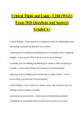 Critical Think and Logic - C168 &lpar;WGU&rpar;&NewLine;Exam 2026 Questions and Answers&NewLine;Graded A&plus;