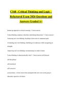 C168 - Critical Thinking and Logic &ndash;&NewLine;Refactored Exam 2026 Questions and&NewLine;Answers Graded A&plus;