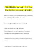 Critical Thinking and Logic - C168 Exam&NewLine;2026 Questions and Answers Graded A&plus;