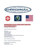 NEUROSCIENCE ACTUAL EXAMS SCRIPT QUESTIONS AND ANSWERS SURE 