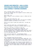 AQA A LEVEL PSYCHOLOGY - PAPER 3 TOPICS QUESTIONS AND CORRECT VERIFIED ANSWERS