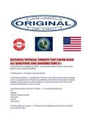 NATIONAL PHYSICAL THERAPY TEST PAPER EXAM ALL QUESTIONS AND ANSWERS SURE
