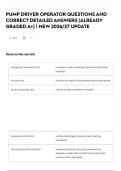 PUMP DRIVER OPERATOR QUESTIONS AND CORRECT DETAILED ANSWERS &lpar;ALREADY GRADED A&plus;&rpar; &vert; NEW 2026&sol;27 UPDATE