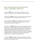 Myers AP Psychology Unit 11 Exam Questions &&NewLine;Answers &ndash; 2026 Update &vert; 100&percnt; Correct&NewLine;intelligence -mental quality consisting of the ability to learn from&NewLine;experience&comma; solve problems&comma; and use knowledge to adapt to new situations&period;&NewLine;intelligence test -a metho