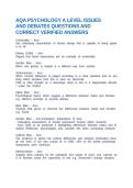 AQA PSYCHOLOGY A LEVEL ISSUES AND DEBATES QUESTIONS AND CORRECT VERIFIED ANSWERS