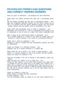 PSYCHOLOGY PAPER 3 AQA QUESTIONS AND CORRECT VERIFIED ANSWERS