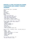 EDEXCEL A LEVEL PSYCHOLOGY PAPER 3 QUESTIONS AND CORRECT VERIFIED ANSWERS