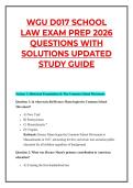 WGU D017 SCHOOL &NewLine;LAW EXAM PREP 2026 &NewLine;QUESTIONS WITH &NewLine;SOLUTIONS UPDATED &NewLine;STUDY GUIDE