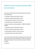 NURS 210 - Exam 1 Practice Questions With Correct Answers