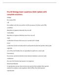 Pre-AP Biology Exam questions 2026 Update with&NewLine;complete solutions&period;&NewLine;biology&NewLine;the study of life&NewLine;cell&NewLine;the smallest unit that can perform all life processes&semi; the basic unit of life&NewLine;unicellular&NewLine;describes an organism that only has one cell&NewLine;multicellular