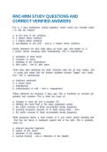 RNC-MNN STUDY QUESTIONS AND CORRECT VERIFIED ANSWERS