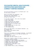 PSYCHIATRIC MENTAL HEALTH BOARD CERTIFICATION QUESTIONS AND CORRECT VERIFIED ANSWERS