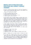 MENTAL HEALTH PRACTICE EXAM QUESTIONS AND CORRECT VERIFIED ANSWERS&NewLine;