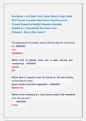 Firefighter 1 & 2 State Test &vert;&vert; Most Recent Exam 2026&NewLine;2027 Actual Complete Real Exam Questions And &NewLine;Correct Answers &lpar;Verified Answers&rpar; Already                   &NewLine;Graded A&plus; &vert; Guaranteed Success&excl;&excl; Just                         &NewLine;Released &vert; Brand New Exam&excl;