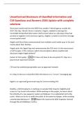 Unauthorized Disclosure of Classified Information and&NewLine;CUI Questions and Answers 2026 Update with complete&NewLine;solutions