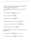 Web Development Final Questions and Answers 2026&NewLine;Update with complete solutions&NewLine;Javascript -a scripting language that is run by the Javascript engine on a&NewLine;browser&NewLine;Types of cascading stysheets -internal or external&NewLine;How to code a closing tag in HTML -&
