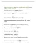 Web Development Questions and Answers 2026 Update&NewLine;with complete solutions&NewLine;What comes after a CSS value&quest; -A semicolon &lpar;&semi;&rpar;&period;&NewLine;What is an attribute&quest; -A characteristic that modifies an HTML tag&period;&NewLine;What is a declaration&quest; -The name of an HTML tag&period;&NewLine;What encompa