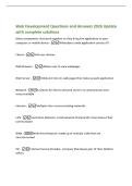 Web Development Questions and Answers 2026 Update&NewLine;with complete solutions&NewLine;Many components that work together as they bring the application to your&NewLine;computer or mobile device -What does a web application consist of&quest;&NewLine;Clients -End user devices&NewLine;Web Browse