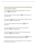 Web Development Questions and Answers 2026 Update&NewLine;with complete solutions&NewLine;This is the process of creating websites and web applications that live on the&NewLine;internet -Web Development&NewLine;What are the three types of web development -Front-End&comma; Back-End&comma; FullSt