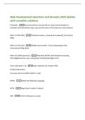 Web Development Questions and Answers 2026 Update&NewLine;with complete solutions&NewLine;Protocols -how transcations are carried out&period; how communication is&NewLine;initiated and maintained&period; type&comma; size and structure of the data sent and recieved&NewLine;Web 1&period;0 &lpar;90s-00s&rpar; -Desktop bro