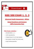 NSG 500 Exams 1-3 &ndash; Advanced Health Assessment &ndash; &lpar;2026&rpar; Actual Questions & Answers &lpar;Wilkes University&rpar;