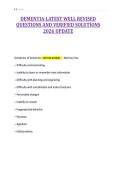 DEMENTIA-LATEST WELL REVISED&NewLine;QUESTIONS AND VERIFIED SOLUTIONS&NewLine;2026 UPDATE
