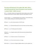 Nursing and Research Principles IRB&comma; EBP&comma; Ethics&comma;&NewLine;and Documentation Exam Questions and Answers&NewLine;&vert; winter 2026 &vert; 100&percnt; Correct&NewLine;IRB - Includes scientists and laypeople who review studies to ensure ethical&NewLine;principles and protection of human subjects&semi; appro