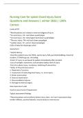 Nursing Care for spinal chord injury Exam&NewLine;Questions and Answers &vert; winter 2026 &vert; 100&percnt;&NewLine;Correct&NewLine;Levels of SCI&NewLine;&ast;Manifestations are related to level and degree of injury&NewLine;&ast;Cervical injury- C4&equals; neck down quadriplegia&NewLine;&ast;Cervical injury- C6&equals; neck&sol;upper back d