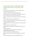 Nursing Code&comma; Autonomy&comma; Confidentiality Exam&NewLine;Questions and Answers &vert; winter 2026 &vert; 100&percnt;&NewLine;Correct&NewLine;What is the primary commitment of nurses according to the Code of Ethics&quest;&NewLine;Committed to the patient and their family&period;&NewLine;What does the Code of Ethics promote 