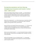 Nursing Documentation and Care Planning&NewLine;Strategies Exam Questions and Answers &vert; winter&NewLine;2026 &vert; 100&percnt; Correct&NewLine;What are the purposes of documentation in nursing&quest; - The purposes of&NewLine;documentation include providing a written record of patient history and car