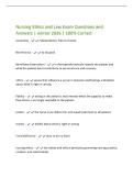 Nursing Ethics and Law Exam Questions and&NewLine;Answers &vert; winter 2026 &vert; 100&percnt; Correct&NewLine;autonomy - independence&comma; free to choose&NewLine;Beneficence - to do good&NewLine;Beneficent Paternalism - a disrespectful attitude toward the patient and&NewLine;what the patient has to contribut