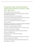 Nursing Ethics&comma; Values&comma; and Decision-Making in&NewLine;Healthcare Exam Questions and Answers &vert; winter&NewLine;2026 &vert; 100&percnt; Correct