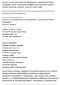 ENGLISH AS A SECOND LANGUAGE &lpar;ESL&rpar; ENGLISH LANGUAGE PROFICIENCY&NewLine;ASSESSMENT COMPLETE PRACTICE TEST BANK QUESTIONS AND ANSWERS &vert;&NewLine;VERIFIED SOLUTIONS &vert; UPDATED 2026&sol;2027 STUDY GUIDE