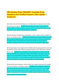 USA Hockey Rules 2026&sol;2027 Complete Exam&NewLine;Questions And Verified Answers &vert; New Update &vert;&NewLine;Graded A&plus;&period;&NewLine;
