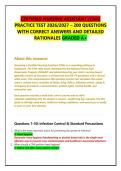 CERTIFIED NURSING ASSISTANT &lpar;CNA&rpar; &NewLine;PRACTICE TEST 2026&sol;2027 &ndash; 200 QUESTIONS &NewLine;WITH CORRECT ANSWERS AND DETAILED RATIONALES GRADED A&plus; 