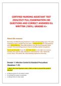 CERTIFIED NURSING ASSISTANT TEST &NewLine;2026&sol;2O27 FULL EXAMINATION 200 &NewLine;QUESTIONS AND CORRECT ANSWERS ELL WRITTEN &lpar;100&percnt;&rpar;&period; GRADED A&plus; &NewLine; 