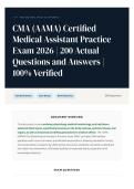 CMA &lpar;AAMA&rpar; Certified Medical Assistant Practice Exam 2026 200 Actual Questions and Answers 100&percnt; Verified