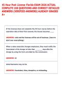 45 Hour Post License Florida EXAM 2026 ACTUAL &NewLine;COMPLETE 100 QUESTIONS AND CORRECT DETAILED &NewLine;ANSWERS &lpar;VERIFIED ANSWERS&rpar; ALREADY GRADED &NewLine;A&plus;